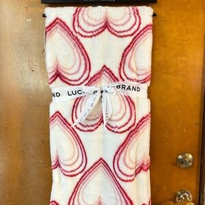 Lucky Brand Plush hearts throw blanket.  New